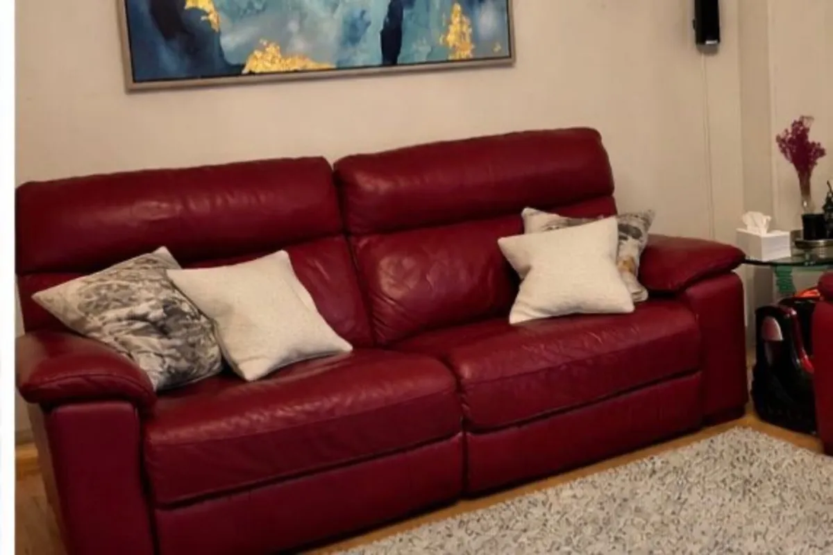 OX-Blood Leather Sofa 3–2–2 - Image 2