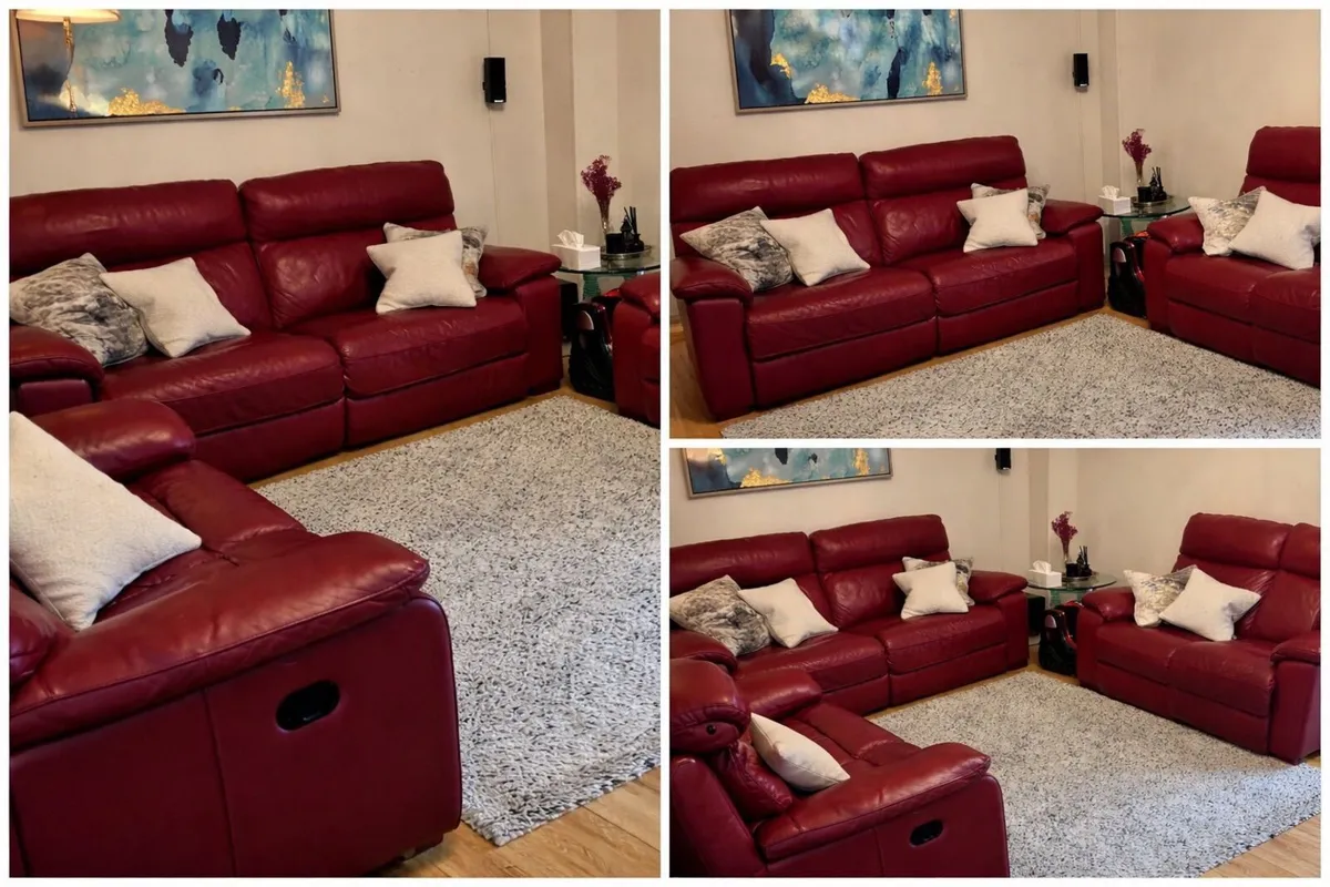 OX-Blood Leather Sofa 3–2–2 - Image 3