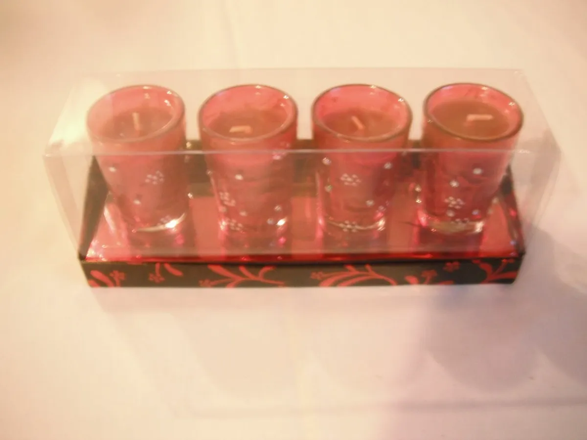 Set of Red Candles in Holders for Sale