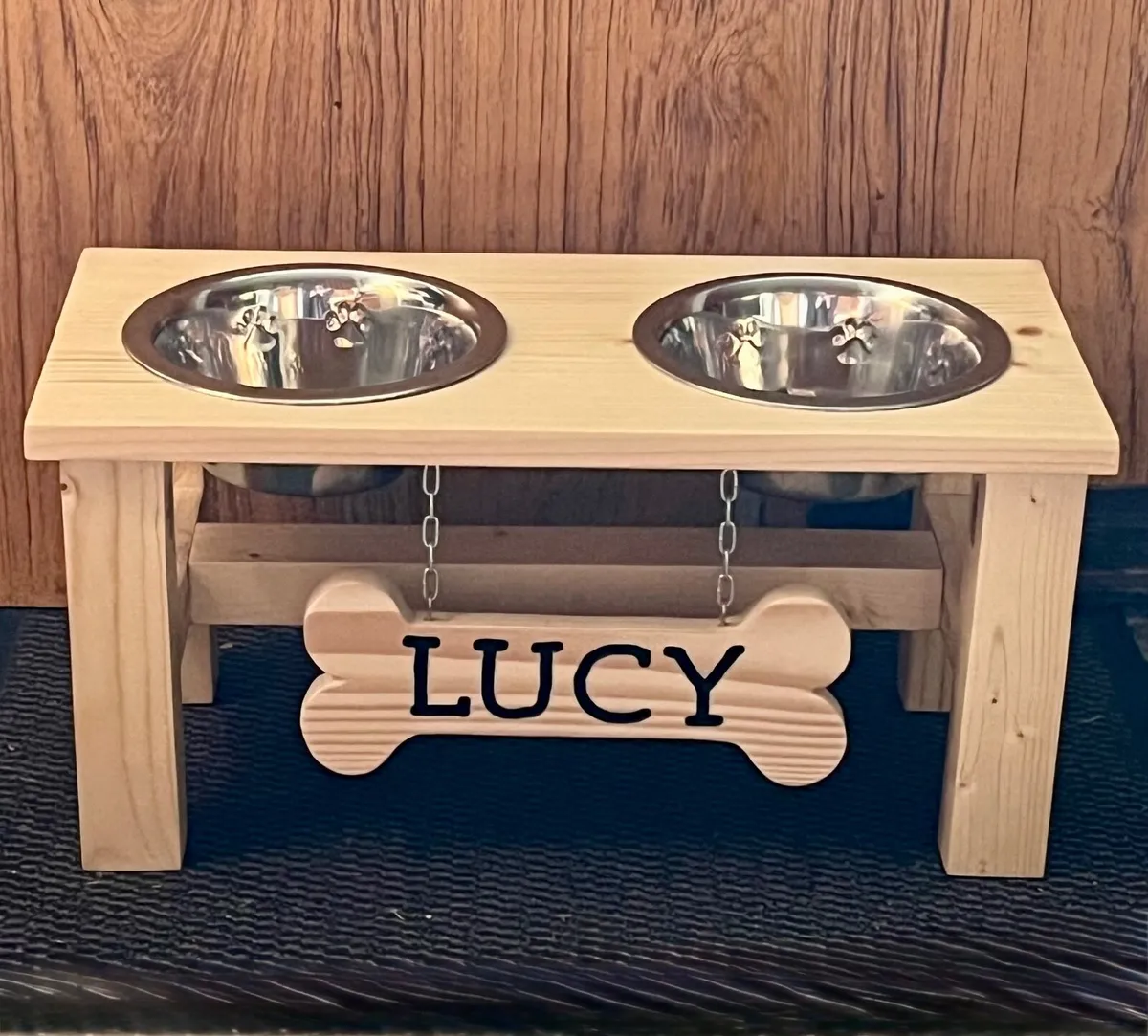 Handmade Personalised Dog Bowl Stand - Image 1