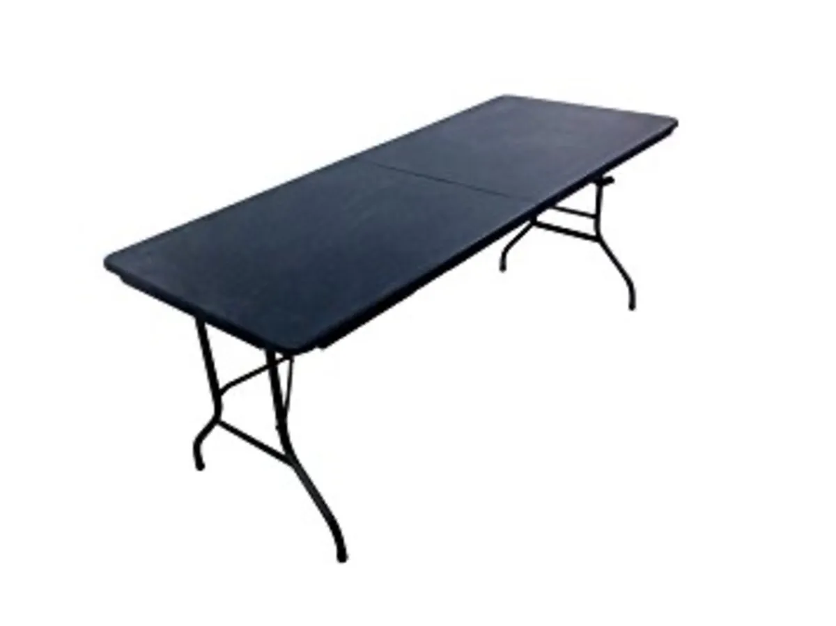 New 6ft x 2ft6 Folding Half Black Camping Tables - Image 1