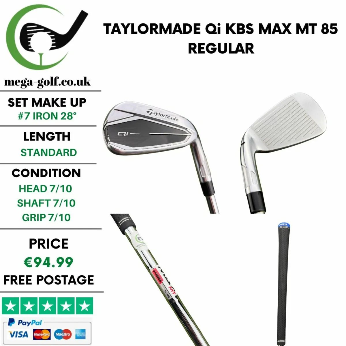 Taylormade Qi #7 Iron 28° / KBS Max MT 85 Regular - Image 1
