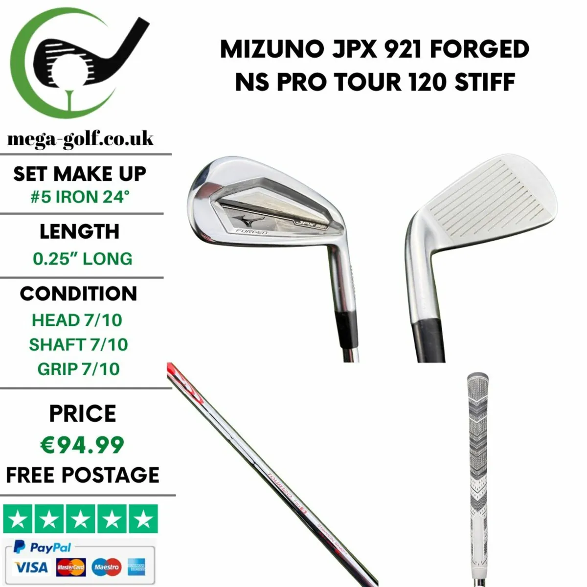 Mizuno JPX 921 Forged #5 Iron 24° / Stiff - Image 1