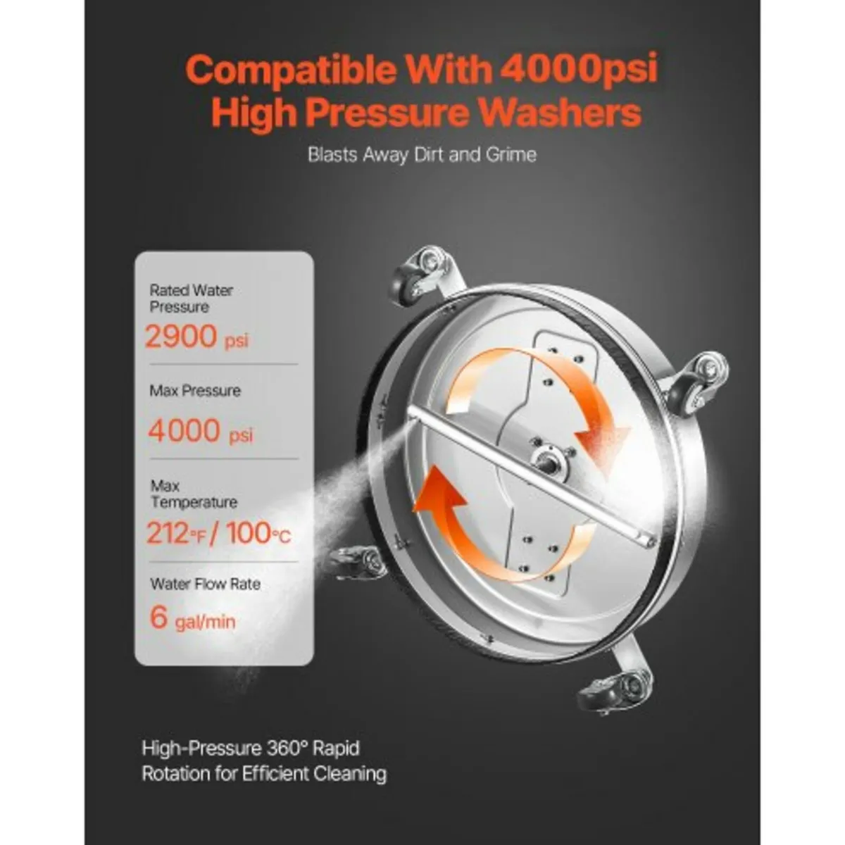 21" Pressure Washer Surface Cleaner, Stainless Ste - Image 4