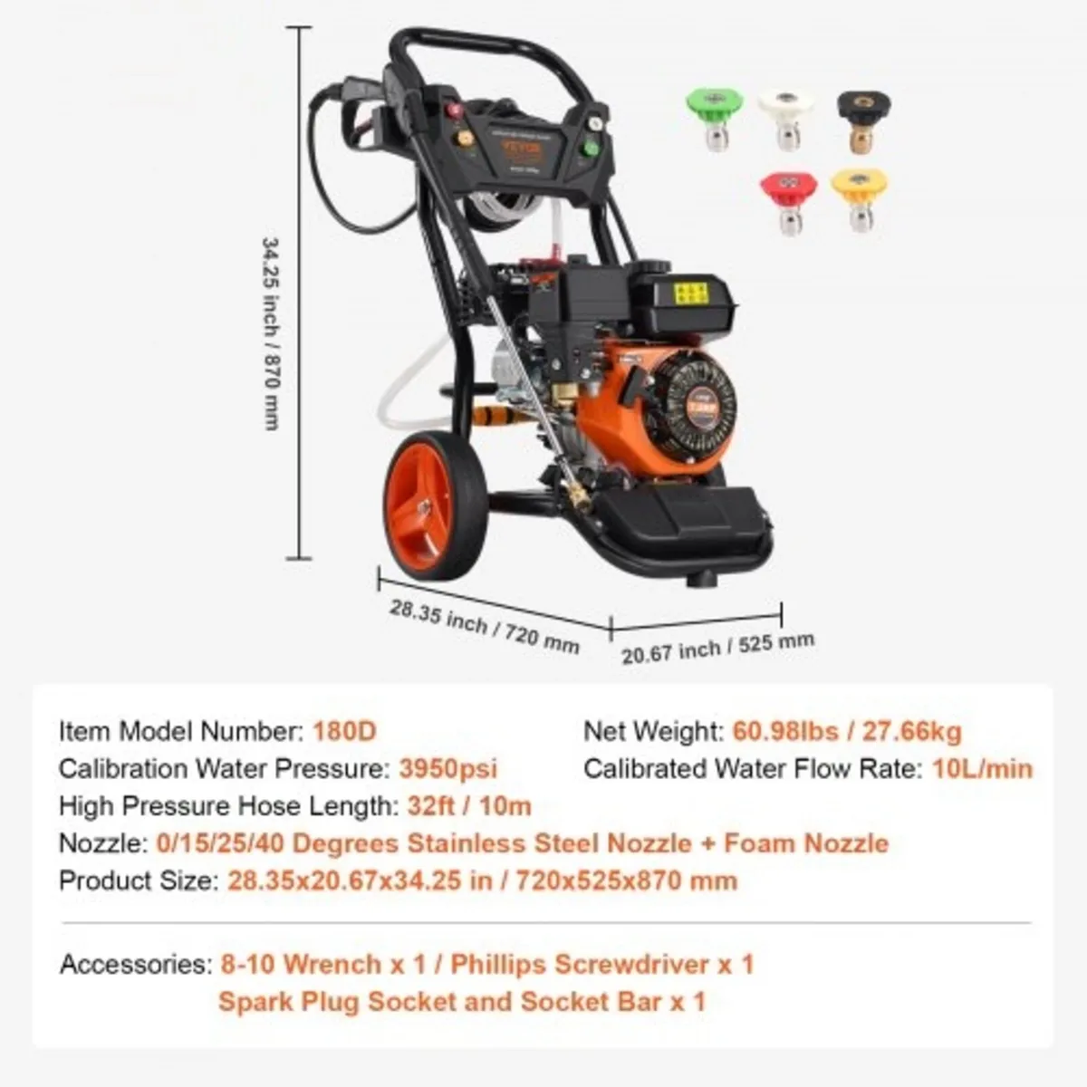 Gas Pressure Washer, 3950 PSI 10L/min, 2.6 GPM Gas - Image 4
