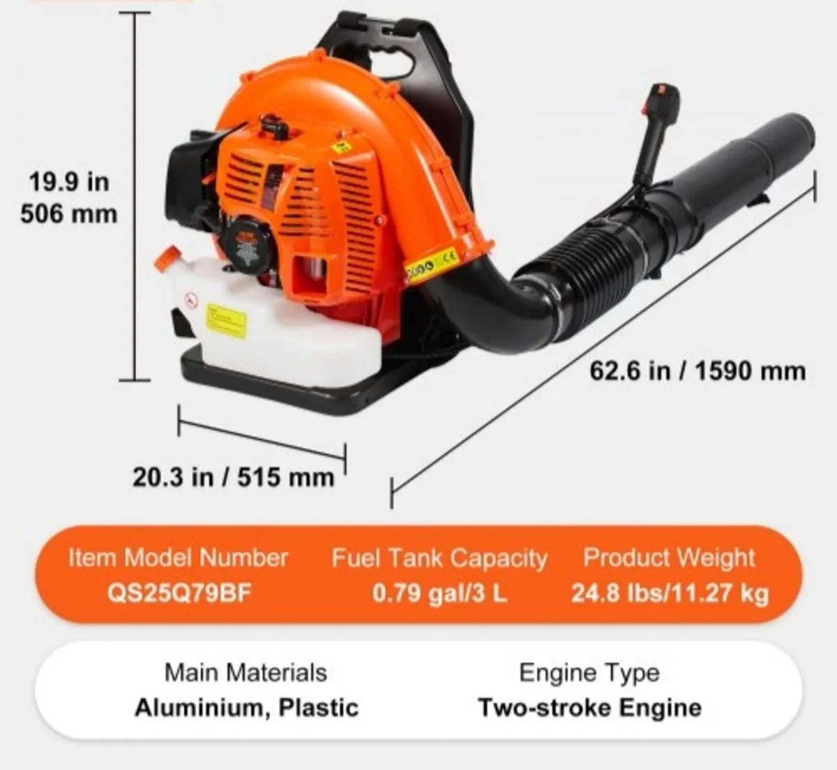 Backpack Leaf Blower, 79CC 2-Cycle Gas Leaf Blower - Image 4