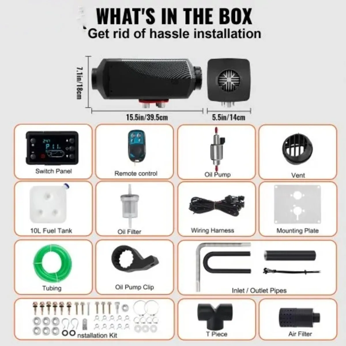12V 8KW Diesel Air Heater with LCD Switch, Diesel - Image 2
