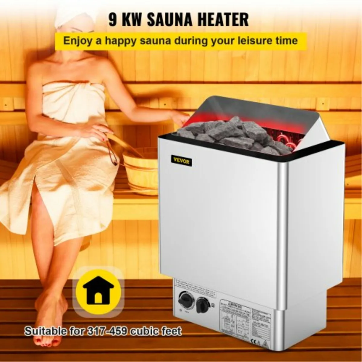 9KW Sauna Heater Stove 380V-415V Wet&Dry Electric - Image 2