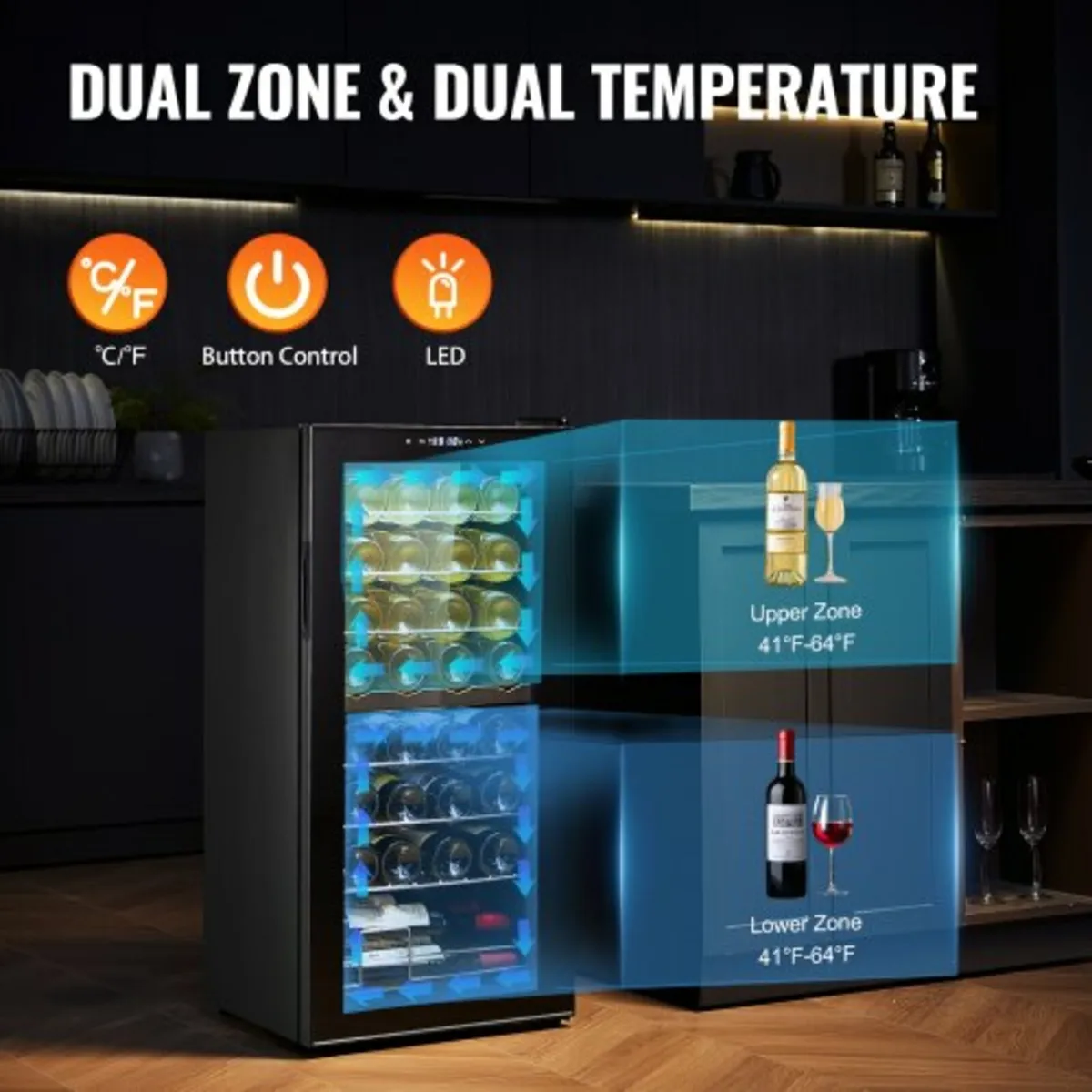 32-Bottle Wine Cooler, Dual Zone & Dual Temperatur - Image 2