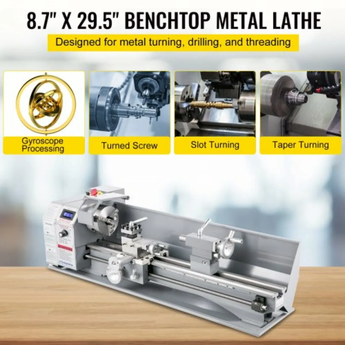 1100W Mini Metal Lathe 220MMx750MM Variable-Speed - Image 2