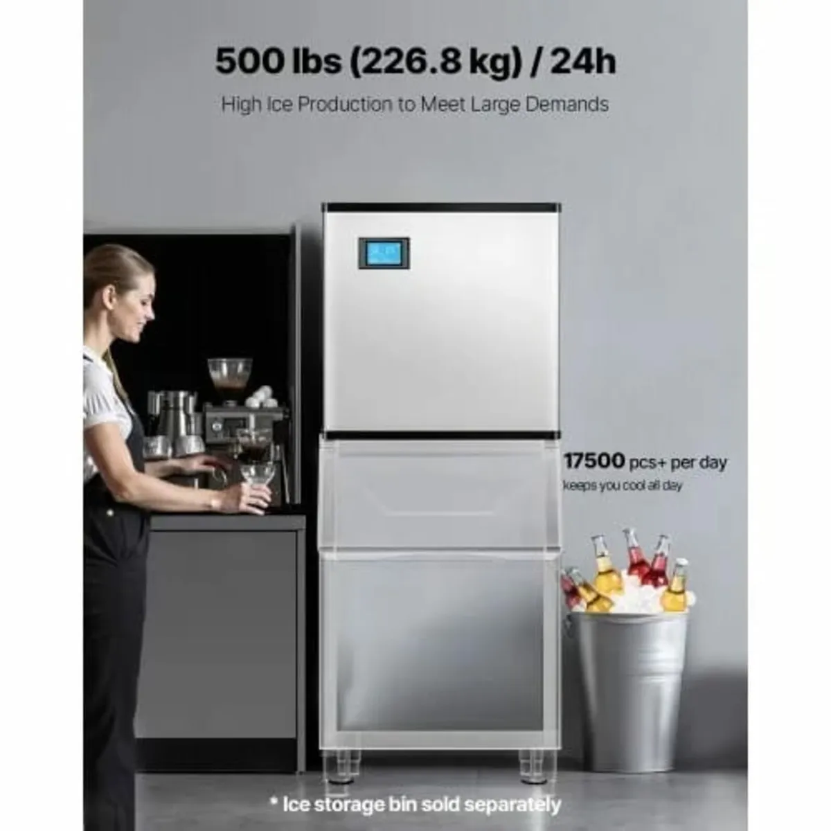 Commercial Ice Maker 500 lbs/24 h Self-Cleaning Ic - Image 4