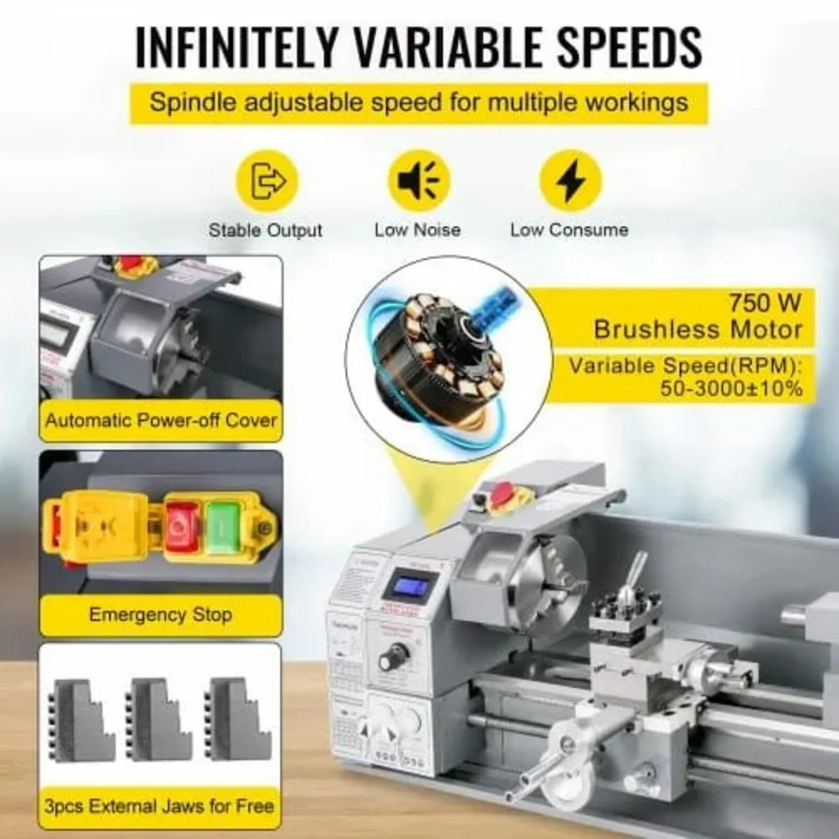 Mini Metal Lathe 750W Variable Speed Metal Lathe 5 - Image 4