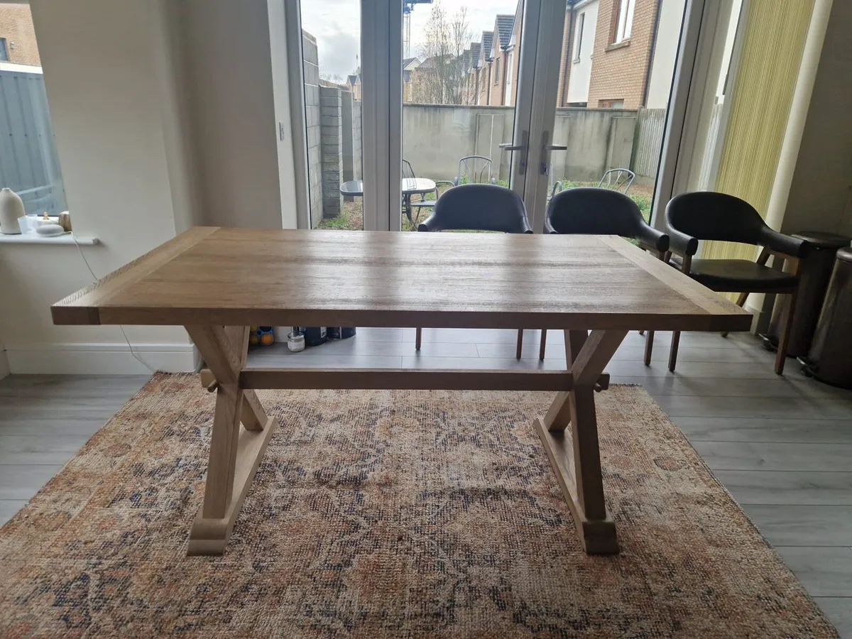 6 seater rectangular dining solid wood table - Image 2