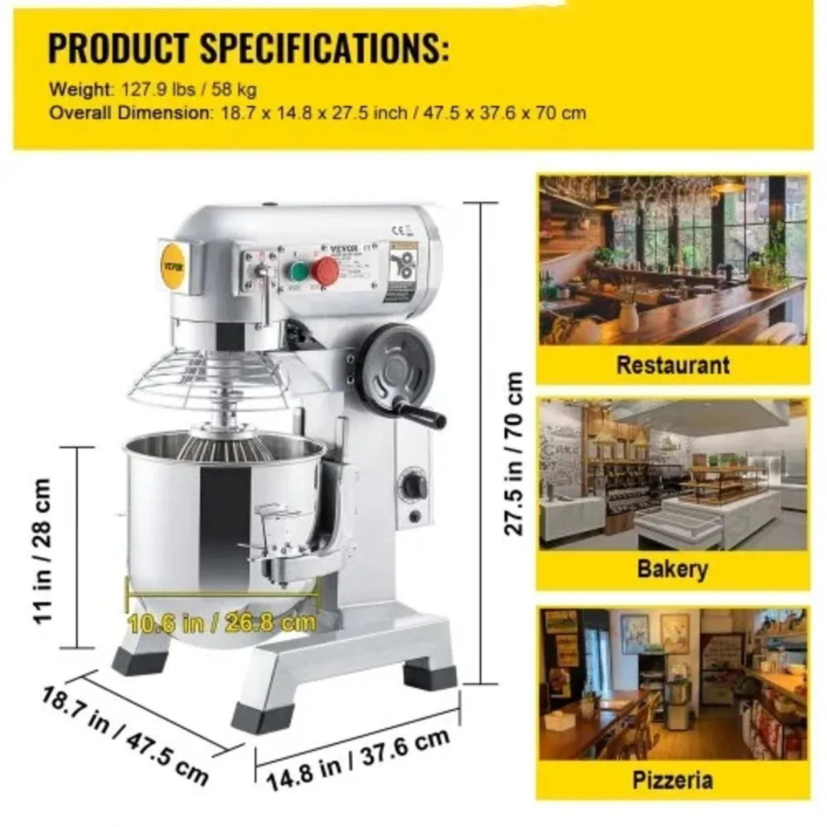 Commercial Stand Mixer, 14.2 L Stainless Steel Bow - Image 3