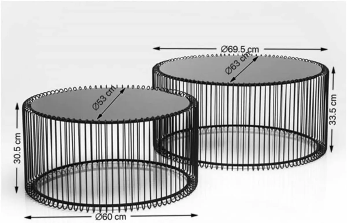 Design Coffee Table Wire Silver (2/Set) 31x60x60cm - Image 3