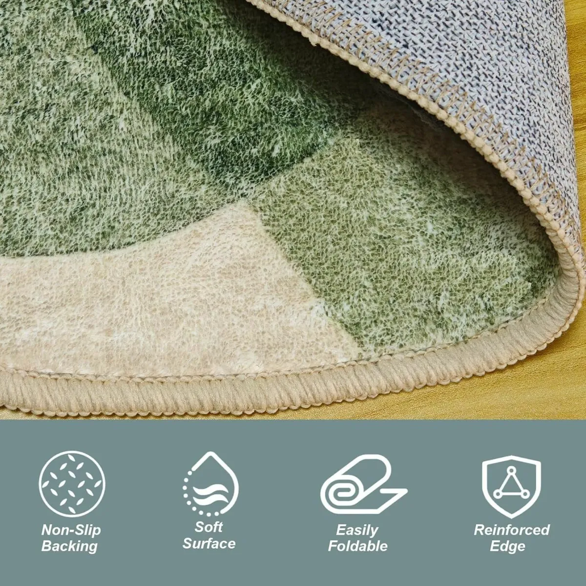 Green Round Rug 160cm Machine Washable Area Rugs - Image 3