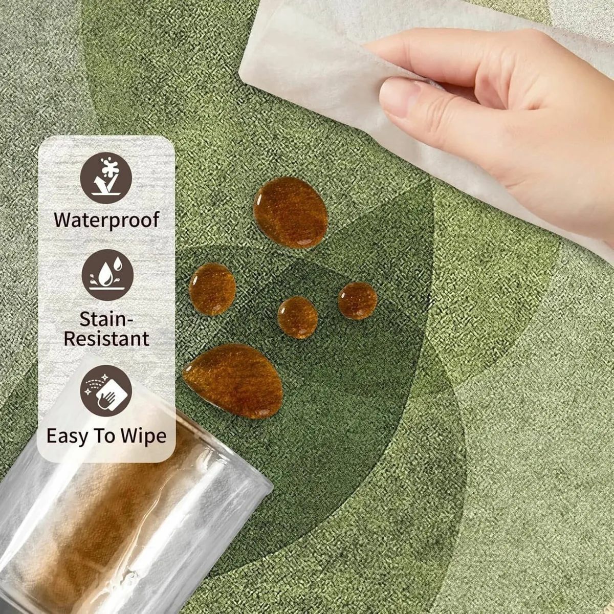 Green Round Rug 160cm Machine Washable Area Rugs - Image 4