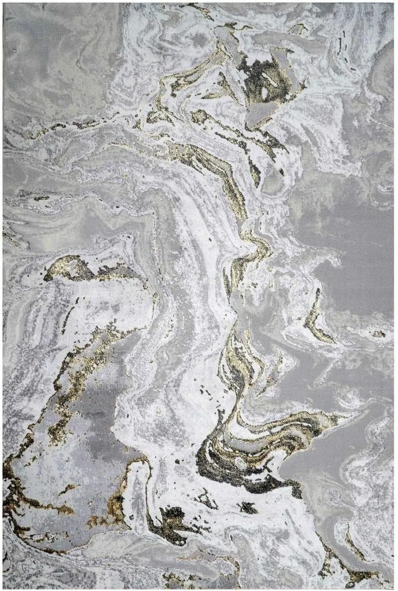 Modern Designer Silver Grey Gold Marble Effect - Image 2