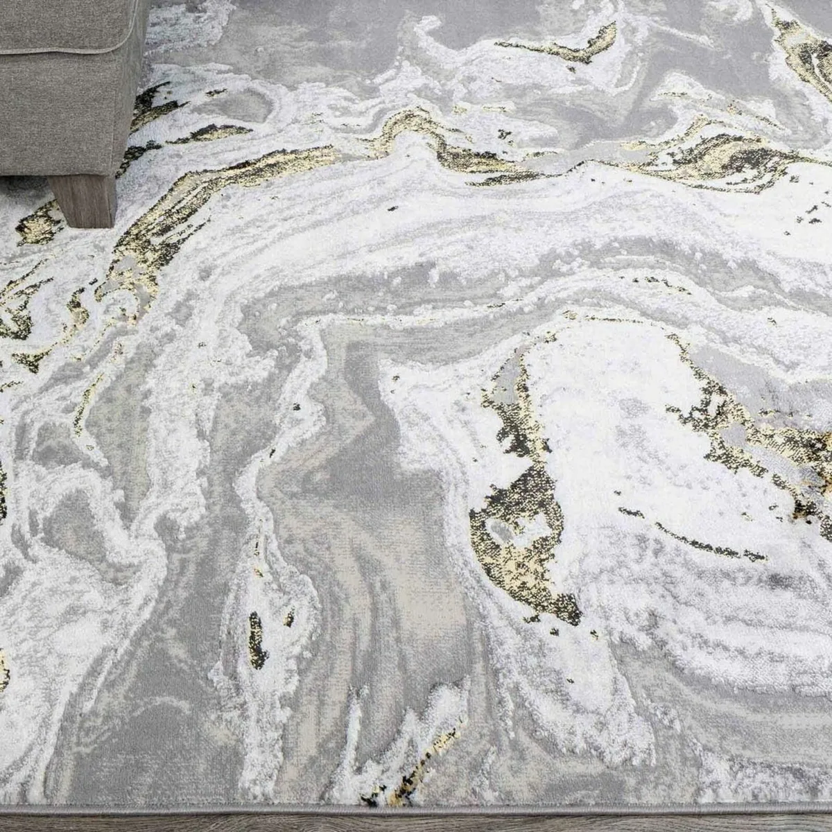 Modern Designer Silver Grey Gold Marble Effect - Image 4