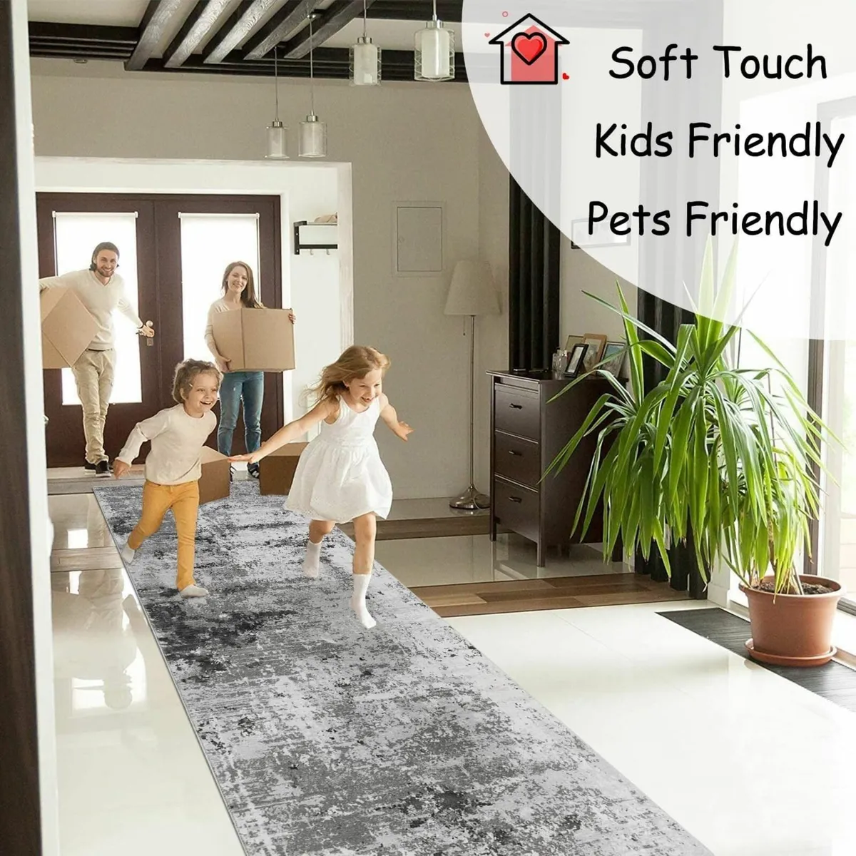 Carpet Runners for Hallways Non-slip Grey - Image 2