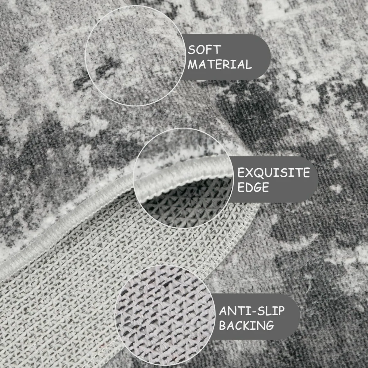 Carpet Runners for Hallways Non-slip Grey - Image 3