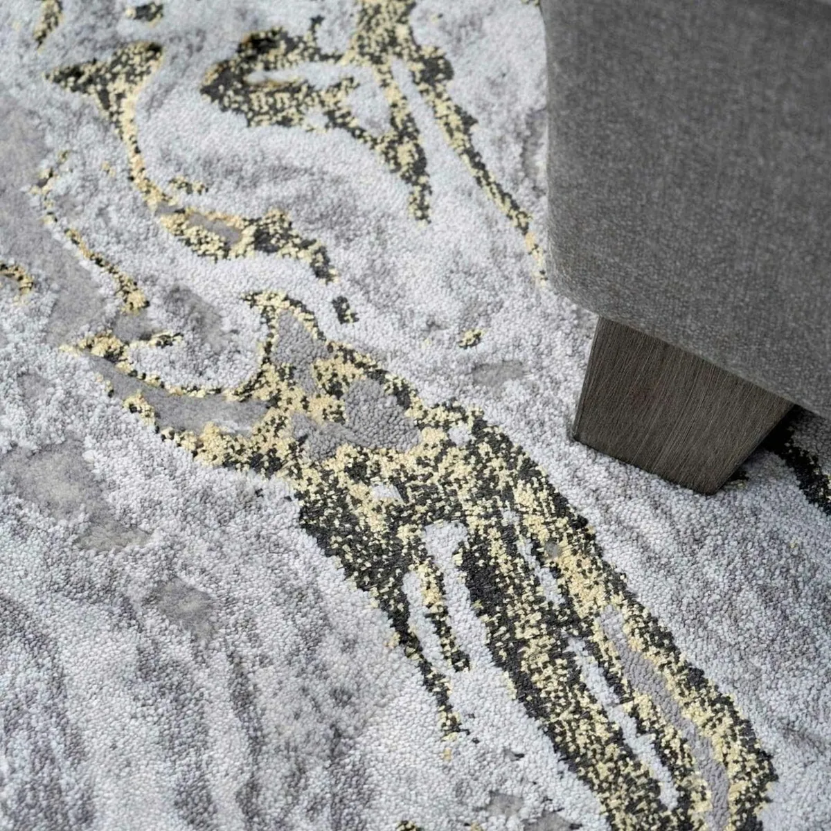 Modern Designer Silver Grey Gold Marble Effect - Image 3
