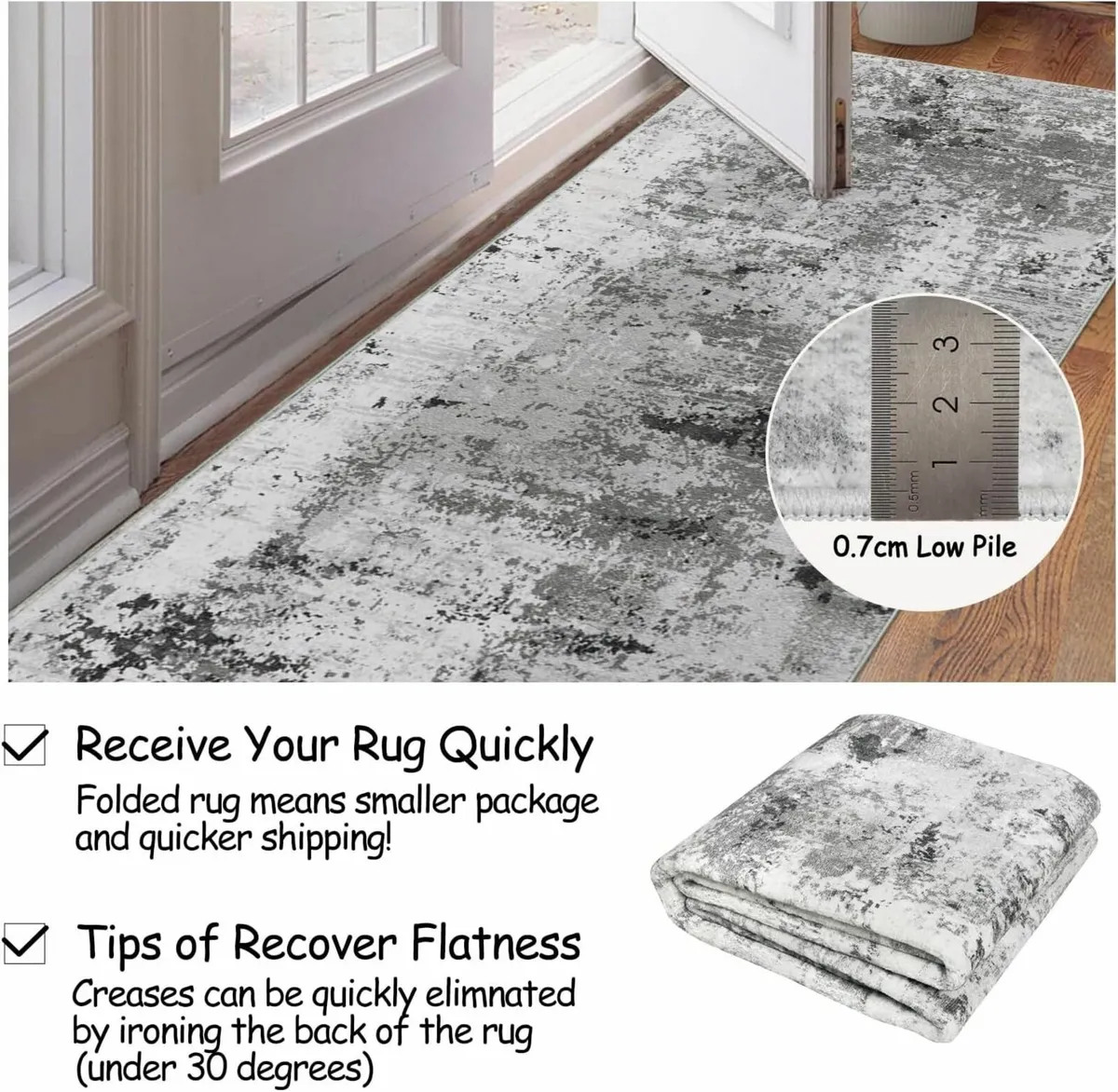 Carpet Runners for Hallways Non-slip Grey - Image 4