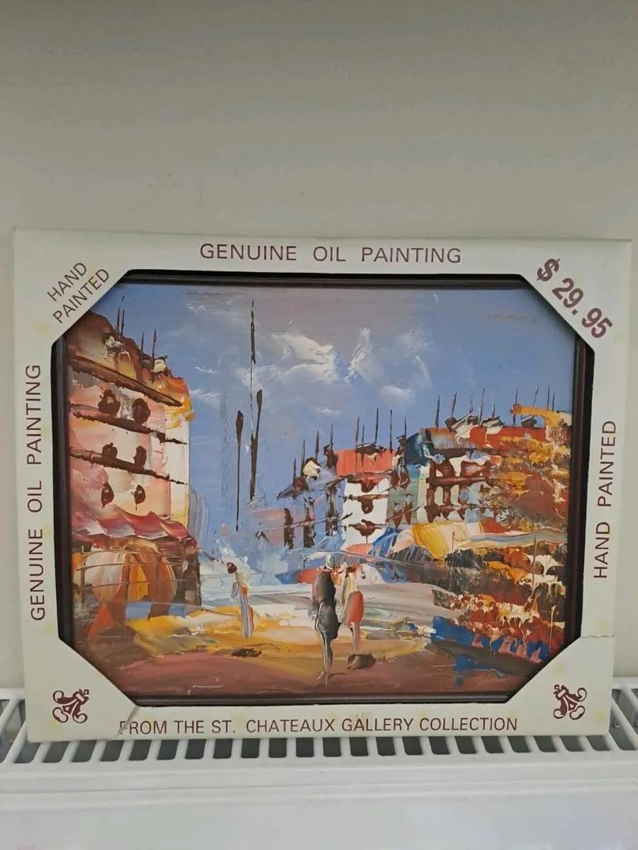 Harbour scene oil painting - Image 1