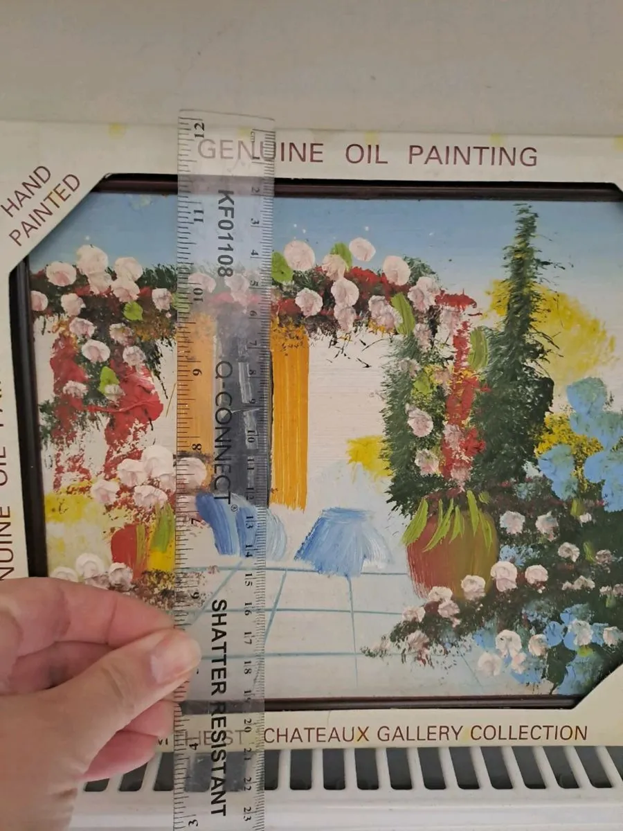 Floral courtyard oil painting - Image 2