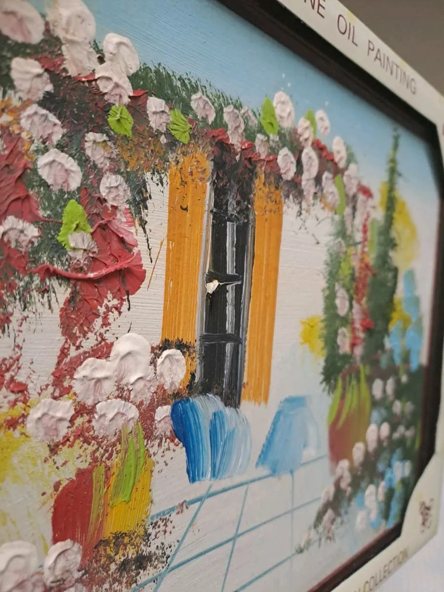 Floral courtyard oil painting - Image 3