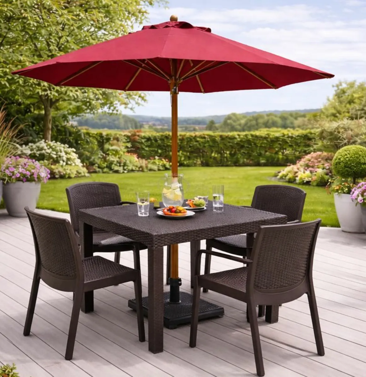 🌿 CedarRattan Table & Armchairs - Image 1