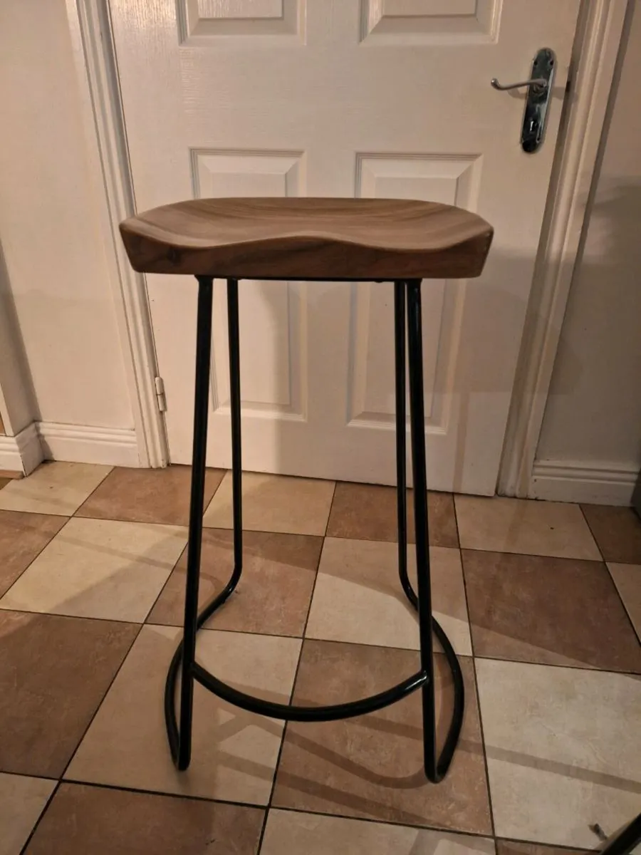 Pair of Wooden/Metal Stools - Image 3