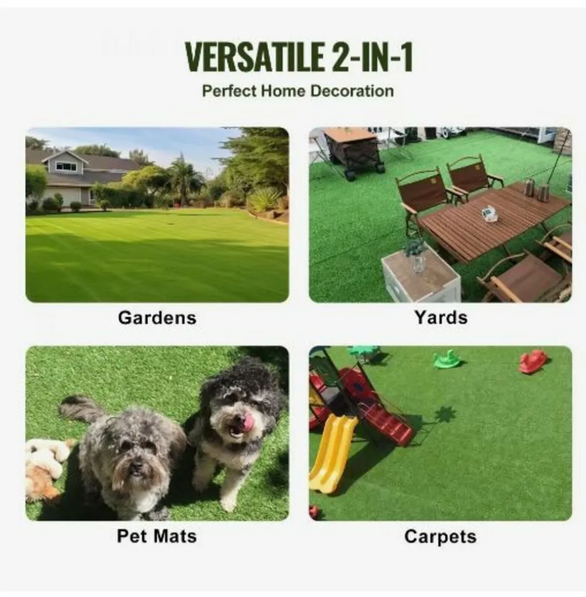 Artifical Grass, 1.8 x 3 m Rug Green Turf, 35mm - Image 4