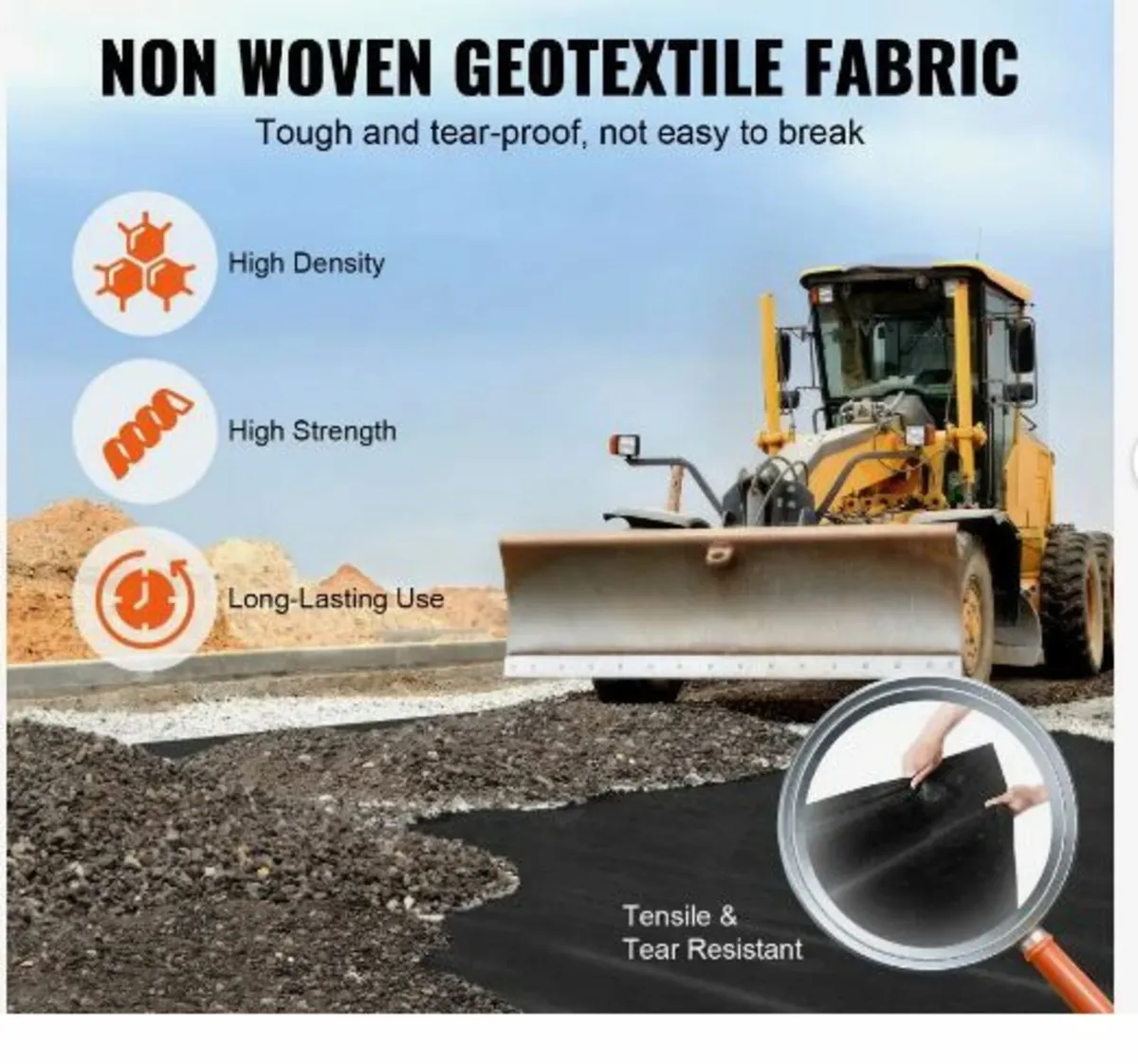 Driveway Fabric, 1 x 50 m Non Woven Geotextile Fab - Image 3