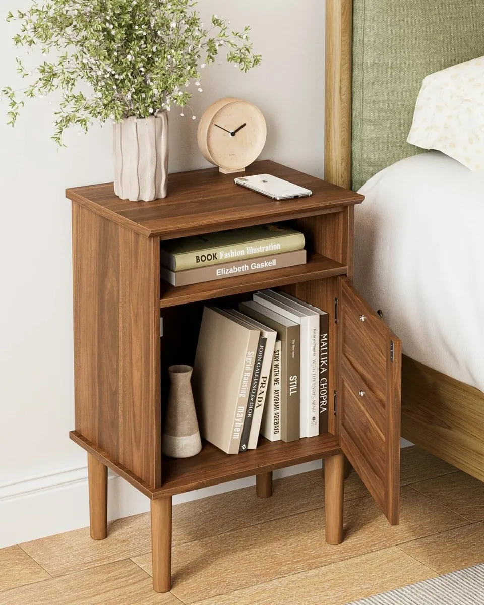 Wooden Bedside Cabinet with Door Open Top Shelf – - Image 4