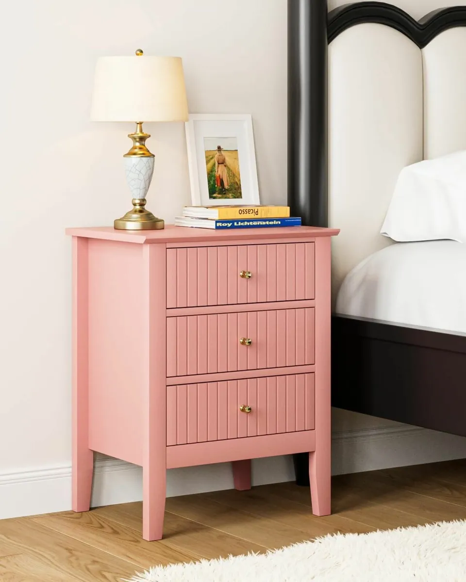 Bedside Cabinet with 3 Drawers Wooden Table - Image 1