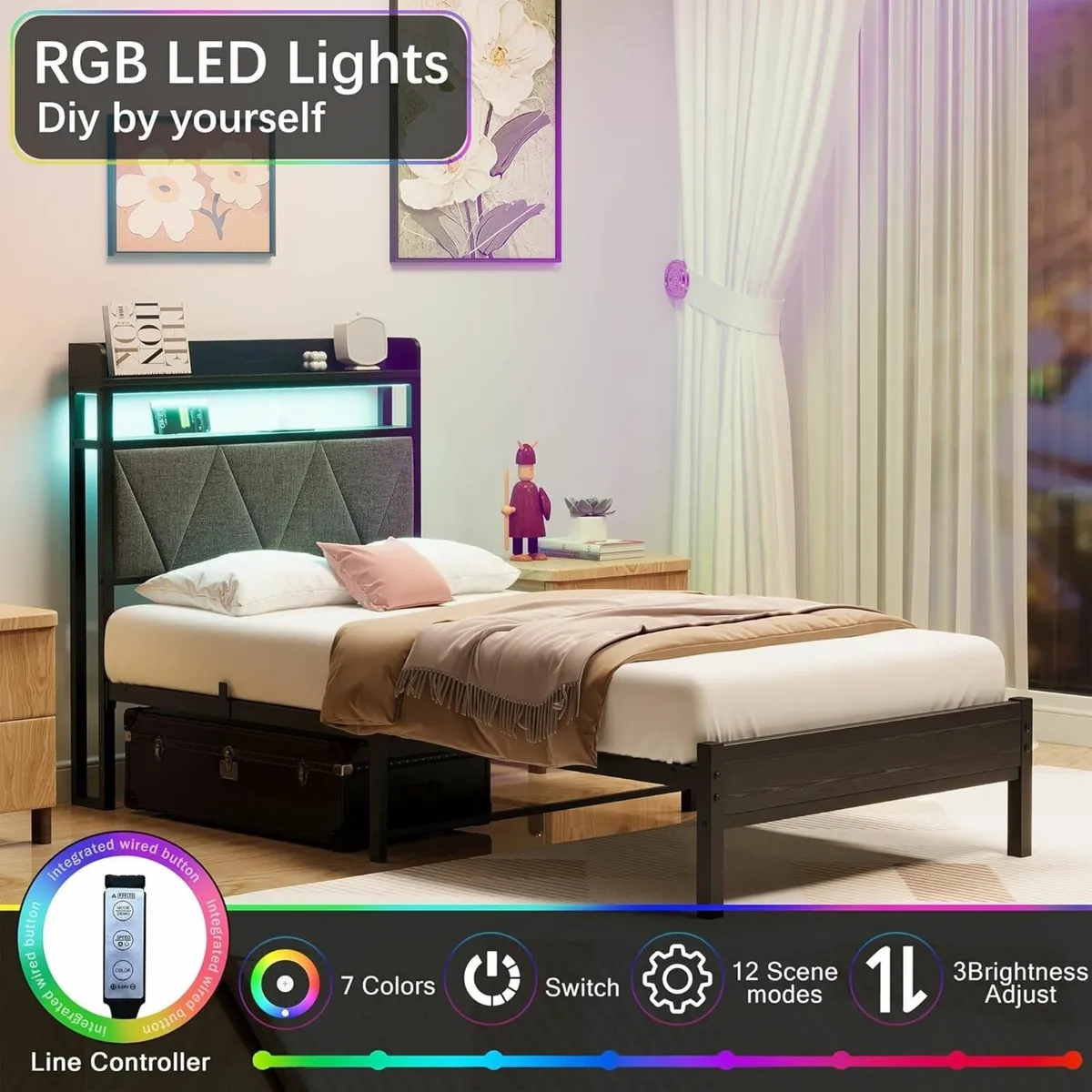 Single Bed Frames with 3ft Upholstered Wooden - Image 3