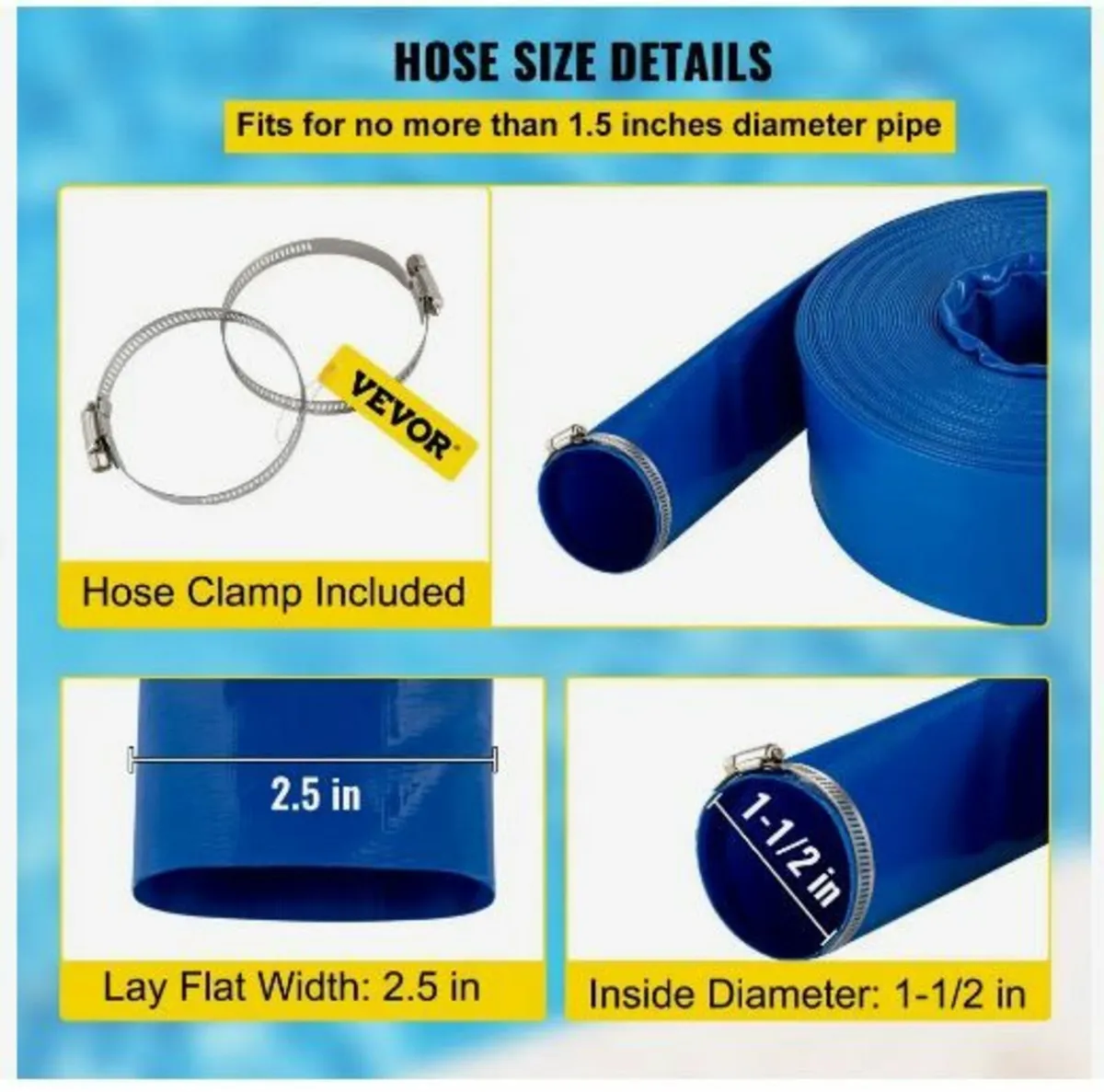 Discharge Hose, 38 mm x 32 m, PVC Fabric - Image 3
