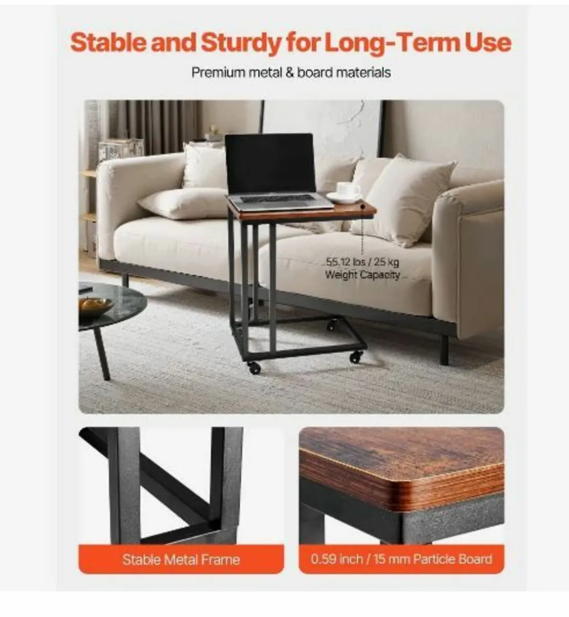 C Table, C Shaped Sofa Side Table - Image 2
