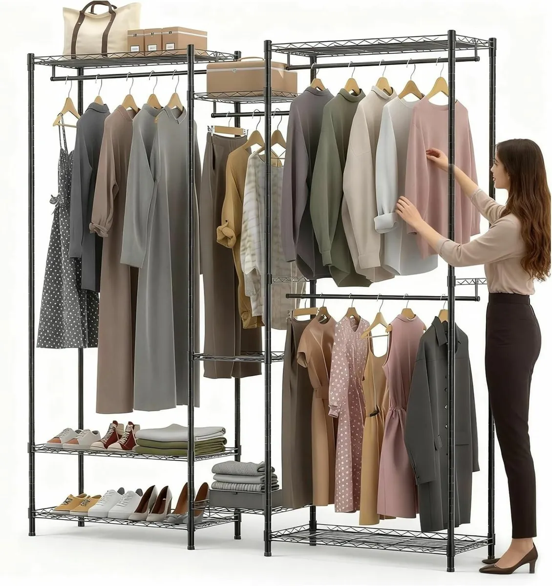 Clothes Rail Heavy Duty Metal Rails with Adjustabl - Image 1