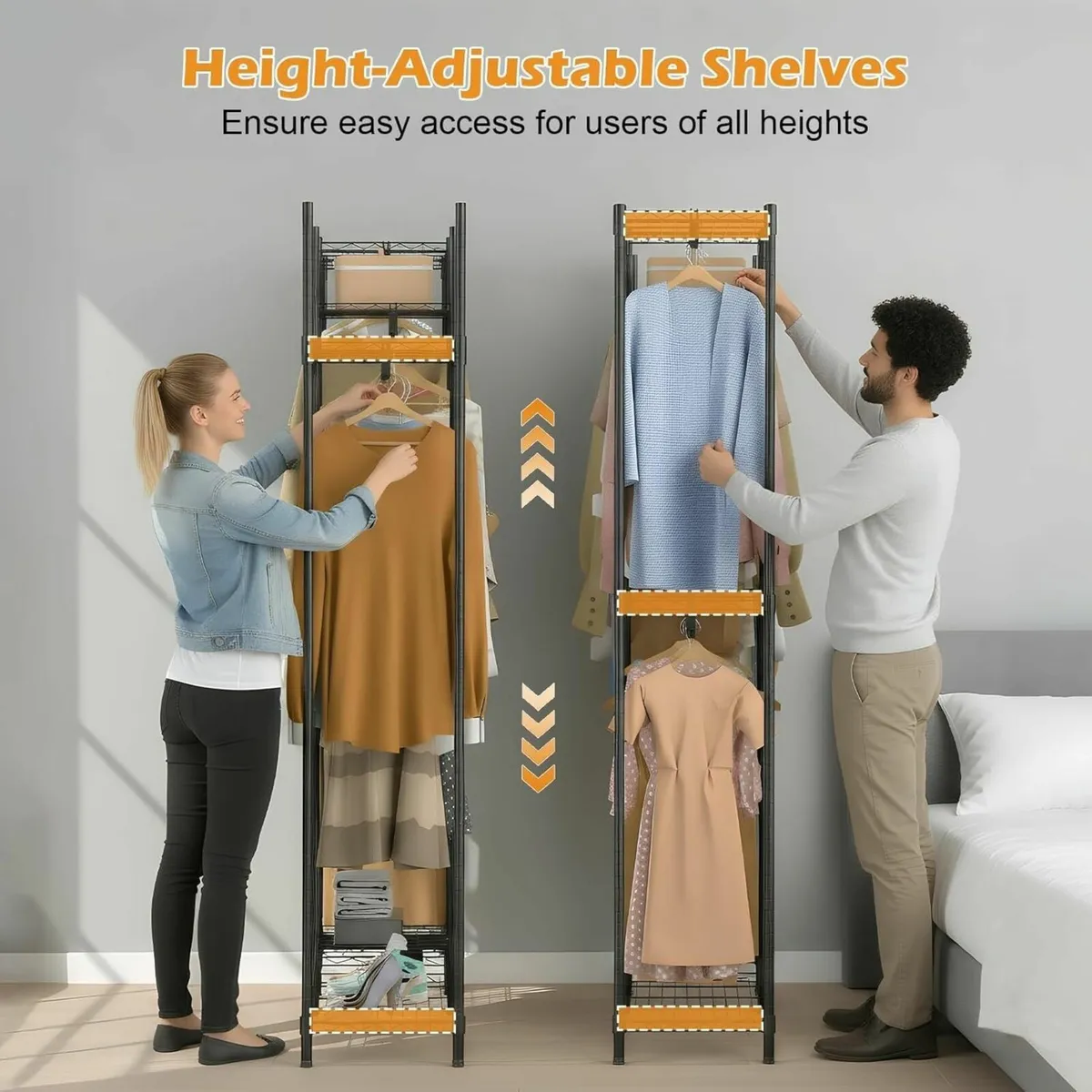 Clothes Rail Heavy Duty Metal Rails with Adjustabl - Image 2