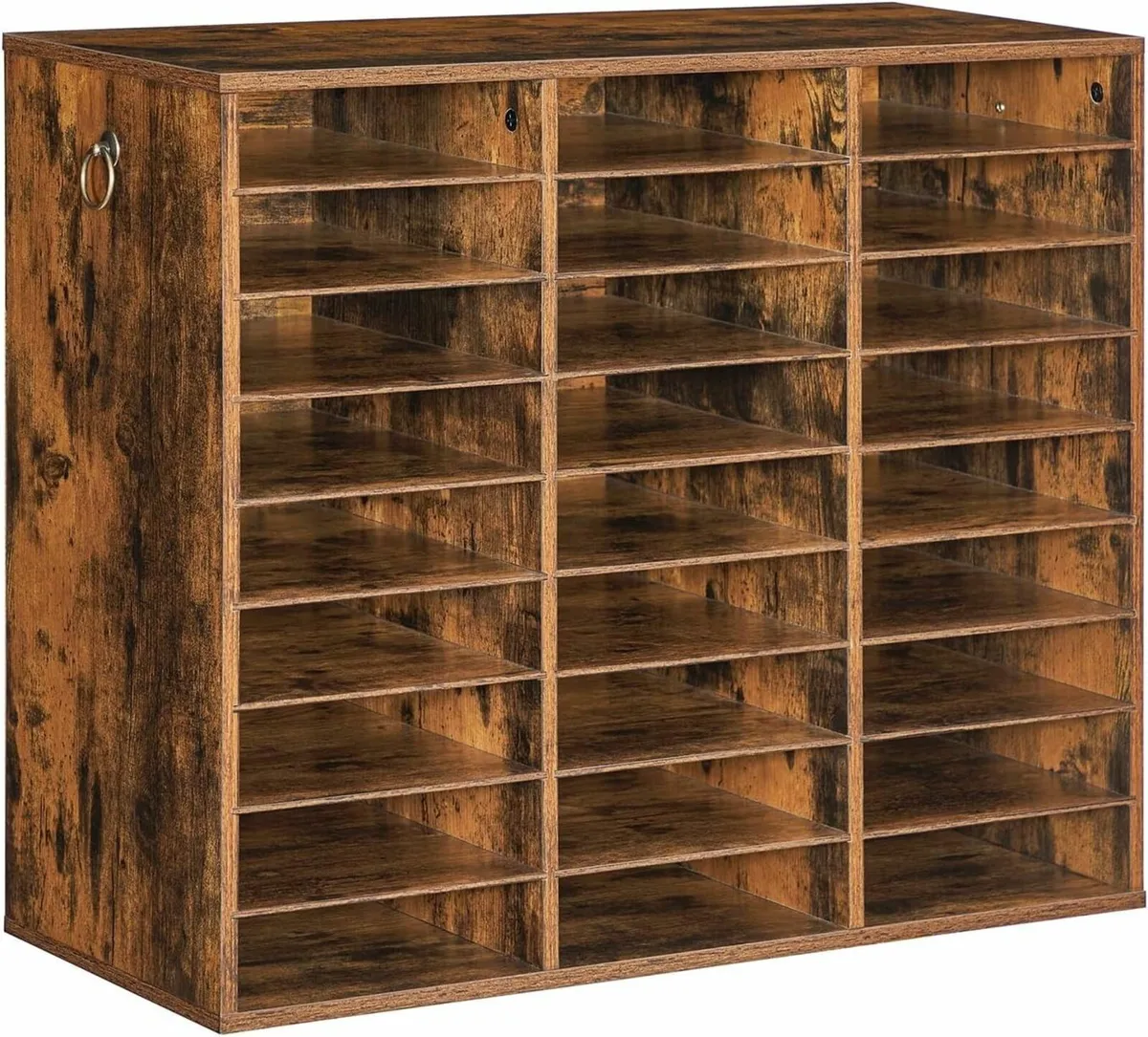 9 Tier Desktop Filing Tray 27-Compartment Wooden - Image 1