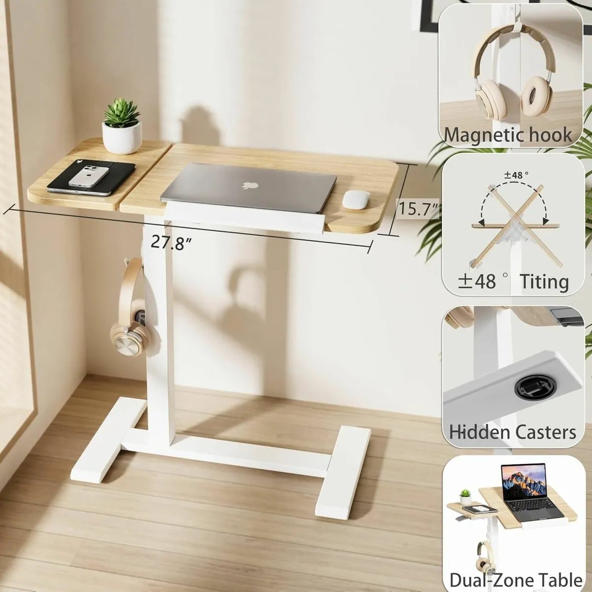 Overbed Table with Height Adjustable 67-101cm - Image 3