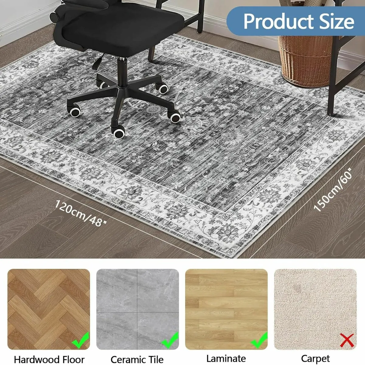 Office Chair Mat for Hardwood Floor 120x150 cm - Image 2