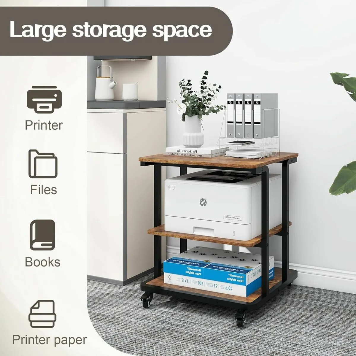 3-Tier Movable Laser Printer Cart Large Machine - Image 3