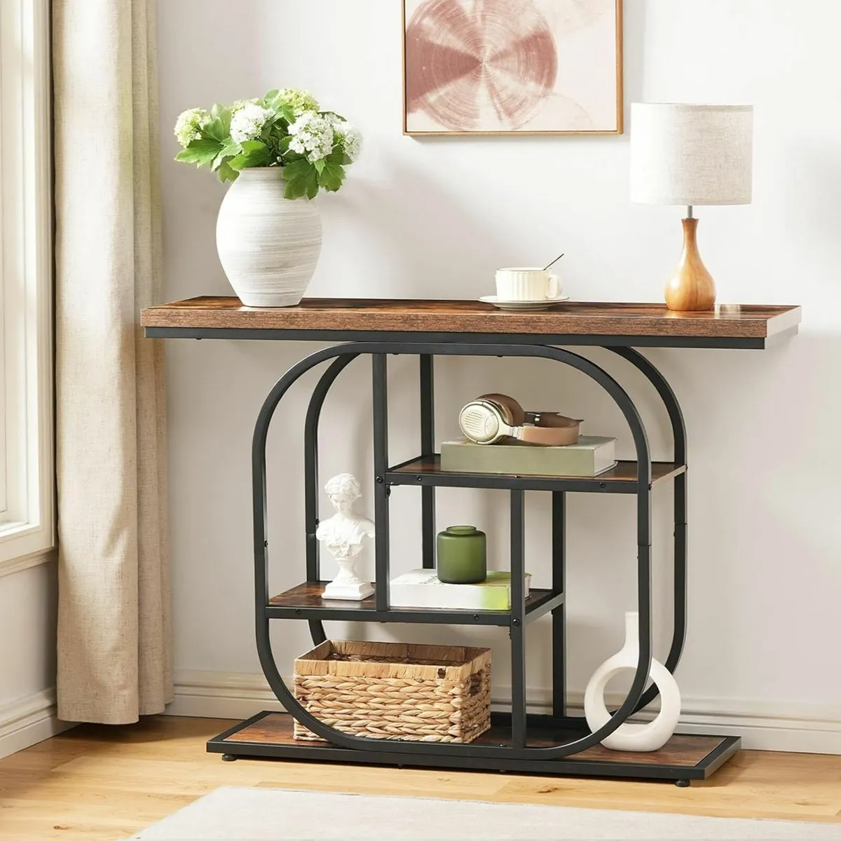 Narrow Console Table for Hallway 110 cm 4-Tier - Image 1
