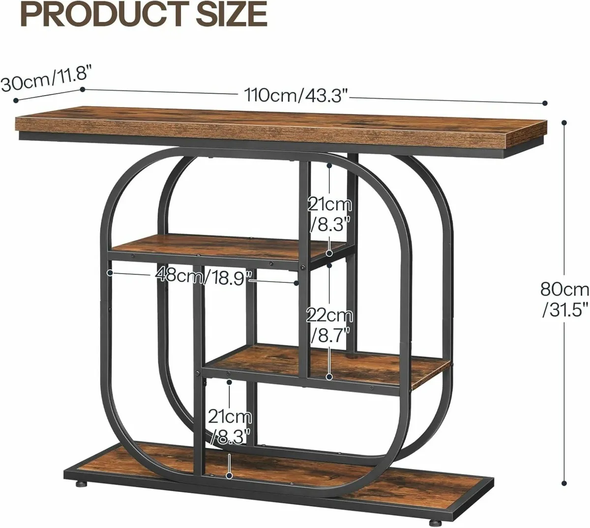 Narrow Console Table for Hallway 110 cm 4-Tier - Image 2