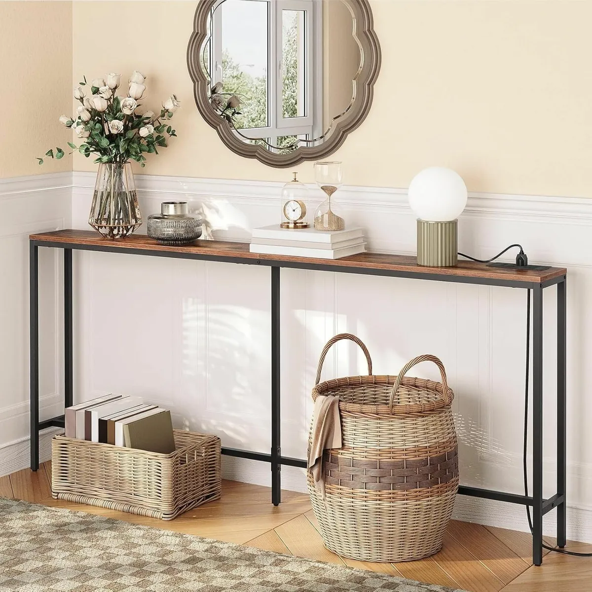 Console Table with Power Outlet 180 cm Narrow - Image 2