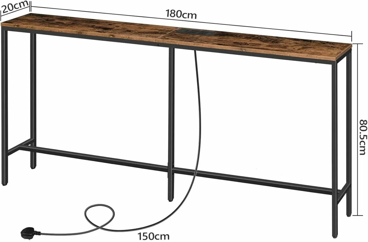 Console Table with Power Outlet 180 cm Narrow - Image 3