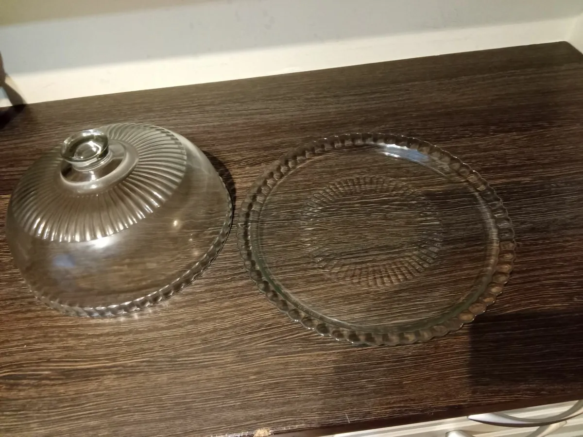 Glass Dome and Plate Cake Stand. - Image 4